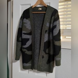 Moth/Anthropologie Camo Open Front Cardigan XS